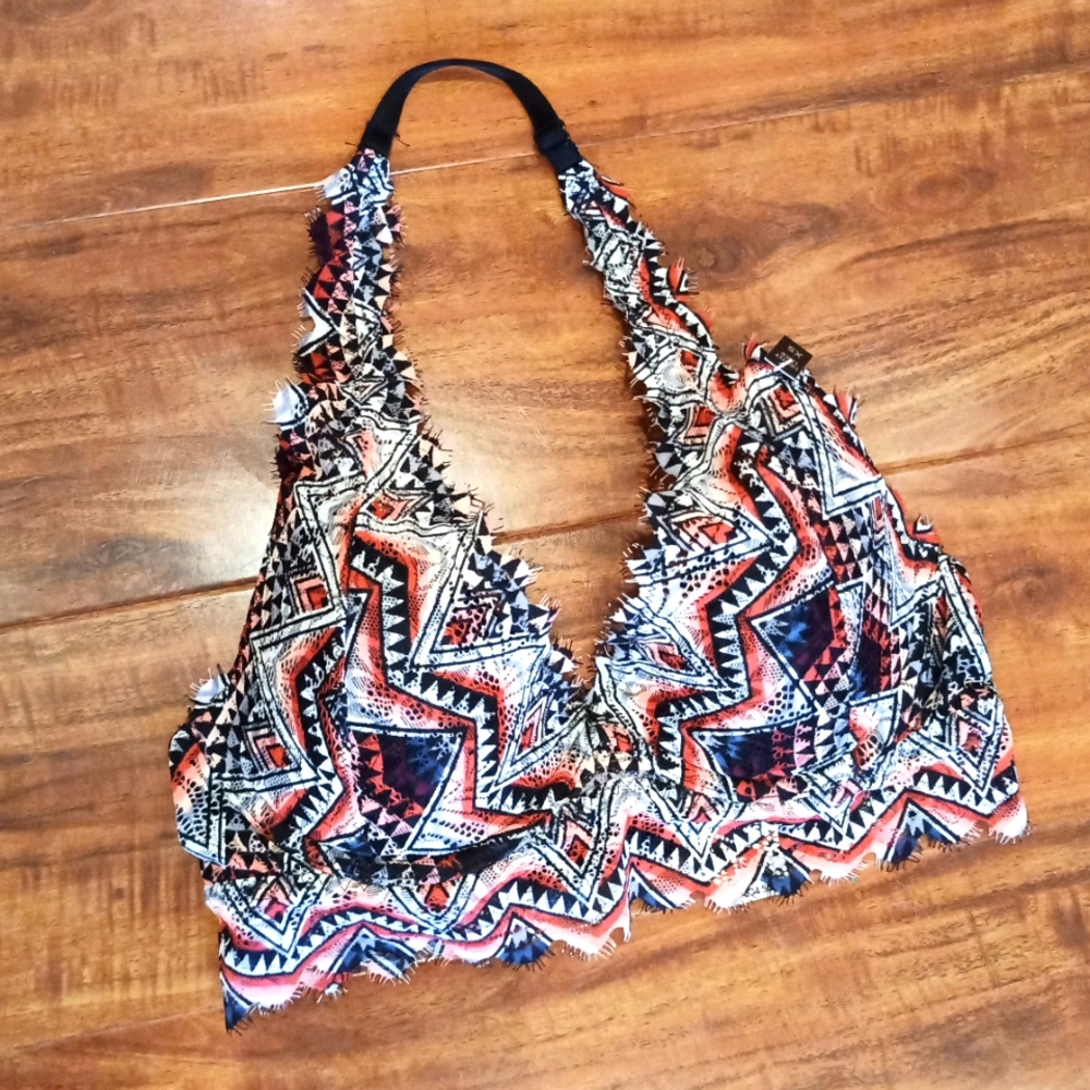 NWT Victoria's Secret PINK Tribal Print Lightly Lined Halter Bra, XS